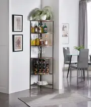 Kings Brand - Corner Freestanding Wine Rack, 16 Bottle Wine Storage, Black