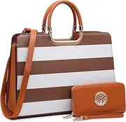 [Dasein] Women's Fashion Handbag Ladies Tote Shoulder Bags Satchel Purse Top Handle Work Bag with Matching Wallet
