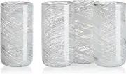 Mikasa Color Swirl White Gray Set of 4 Highball Tall Beverage Glasses, 18 Ounces
