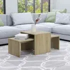 NNEVL Coffee Table Set Sonoma Oak 100x48x40 cm Chipboard