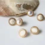 NEW VINTAGE ROUND MARBLE OPAL STONE BIG STUD EARRINGS WOMEN