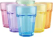 6 Coloured Drinking Glasses 425 ml Rainbow Glasses Tumblers Glass Set Tall Water Glasses Highball Glasses Smoothie Cup Cocktails Glasses Milkshake Glasses | Alva