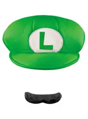 Luigi Hat and Mustache Adults Accessory Set