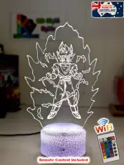 GOKU SUPER SIAYAN PERSONALISED 3D LED Battery USB Night Light Colour Change Lamp