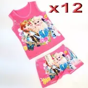 12 Sets Wholesale Kids Girls Summer Frozen T-shirt & Short Pants Sets Mixed