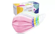 Face Masks, Box of 50 3-layer disposable masks in 5 different colors