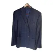 Canali Blue Check Plaid Men’s Wool Two Button Suit Jacket Size 46 New