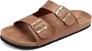 [ONCAI] Mens Sandals,Beach Slides Cork Footbed Slippers with Adjustable Buckle Straps Size 7-13