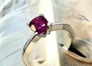 Original Red Ruby Ring Solitaire Ring Elegant Red Ruby Manic Stone Ring Silver