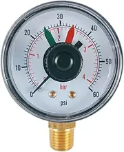 Pool Filter Pressure Gauge - 0-60 Psi Pools Pump Gauges | Waterproof Tester | Filter Indicator | Spa Filters Meter Replacement | Radial Mount for SwimmingPool Pumps Spas Aquarium Presure Testing