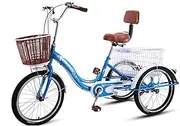Three Wheel Bike, Adult Tricycle Large Basket Three Wheel Bike Adjustable Backrest Seat Trike Bike Bicycle for Shopping Picnic Outdoor Sports Men Women Cycling Pedalling