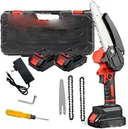 Mini Chainsaw Cordless Chainsaw Upgraded Version of 6-Inch Hand-Held Chainsaw 2 Batteries 2 Chains,42V Battery Powered Chainsaw Pruning Chain Saw with Brushless Motor