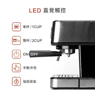 【HERAN 禾聯】LED微電腦觸控義式咖啡機(HCM-15XBE10)+不鏽鋼電動磨豆機(HCG-60K1)