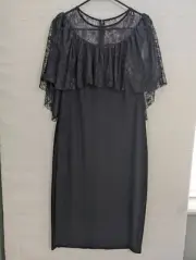 NWT Lauren Ralph Lauren dress size 12 black lace top overlay lined