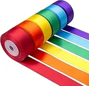 Mlurcu Rainbow Satin Ribbon 1 Inch Wide Colorful Ribbon Bulk Ribbon Rolls Assorted Solid Color Double Faced Satin Ribbon for Crafts Gift Wrapping Wedding Flower Bouquet Invitation Hair Bows - 60Yds