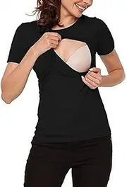 [GUOFHUIM] Women 3 in 1 Maternity Robes Nursing Nightgowns Short Sleeve Sleepwear for Labor