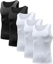 [HIBETY] Men's 3/4/5 Pack Sleeveless Compression Tank Top, Base Layer Cool Dry Compression Shirts Muscle Gym Tank Tops