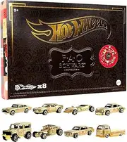 Hot Wheels 1:64 Scale FAO Schwarz Gold Vehicles 160th Anniversary, 8-Pack