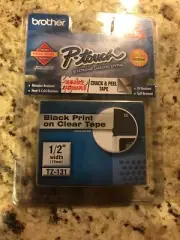 1 Brother P-Touch TZe-131 BLACK ON CLEAR Label Tape Genuine Brother product