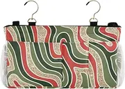 GuoChe Bedside Caddy Organizer Merry Christmas Red Green Lines Hanging Pocket Bag for Bunk Hospital Beds Dorm Rooms Bed Rails