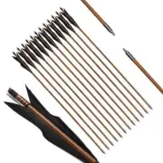 -Handmade Bamboo Archery Arrows, 5 Inches Feathers, Recurve Bow, Straight Bow,