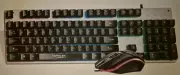 Gaming Metalic Keyboard and Mouse Set PC Laptop Rainbow Backlight USB Ergonomic