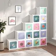 Shoe Lockers, PP Shoe Rack, Cube Storage Cabinet with 15 Cubes for Entryway, Foyer, Hallway, Easy Assemble, 155 x 31.5 x 154 cm, White