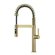 Decaura WELS Pull Down Kitchen Mixer Taps High-arc 3-Mode Pull-out sprayer Laundry Mixer Tap 360 Swivel Sink Faucet Lead-free (Brushed Gold)