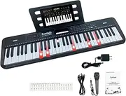 Funtaki 61-Key Electronic Keyboard Piano for Adults with Light Up Keys, 61 Compact Keys Digital Pianos - Perfect Beginner Piano Black