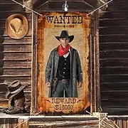 West Wanted Photo Prop, Large Wanted Poster Photo Prop Fun Wanted Photo Prop Selfie Frame Western Cowboy Party Decorations for Wild Western Rustic Party Supplies