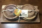 NEW Hardwoods of South Pacific Condiment Set Serving Tray Spice Pots Hawaiian