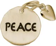 Gold-Plated Sterling Silver Peace Tag w/ Heart Charm by Rembrandt