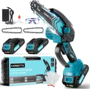 Mini Chainsaw Cordless 6 Inch, Handhled Chainsaw with 2 Batteries & Auto Oili...