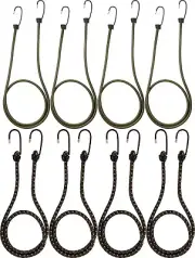Bungee Shock Cords Nylon Elastic Stretch Secure Steel Hook Fasteners 4-Pack
