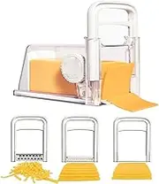 MOTRAIN 4-in-1 Cheese Slicer and Storage Container, Multifunctional Cheese Grater, Wire & Blade Cutter, Butter Slicer with Handle, Fits Up to 2lb Blocks, Instant Fridge Storage (White)