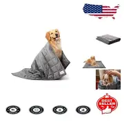 Large Weighted Dog Blanket - 47x40in, Cozy Gray Blanket for Calming Anxious Dogs