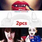 2pcs Retractable Vampire Teeth Halloween Cosplay Makeup Zombie Horrific Fangs