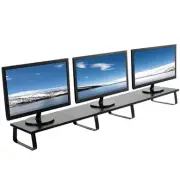 55 inch Extra Long Monitor Stand, Wood & Steel Desktop Riser, Multi Screen, T...