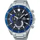 CASIO EDIFICE 簡約大方經典三針三眼計時腕錶-黑面X藍框(EFV-620D-1A2)/50.5mm