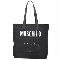 在飛比找Yahoo奇摩購物中心優惠-MOSCHINO Culture 字母印花附吊飾帆布肩背托特