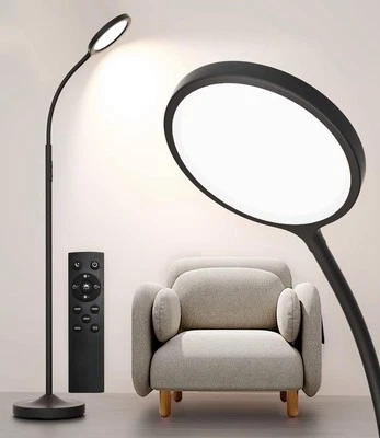 luckystyle Floor Lamp,Super Bright Dimmable LED Lamps for Living Room, Black