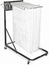 Adir Corp. Vertical File Rolling Stand for Blueprints - Black Without File Hanging Clamps Black