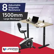 Lifespan Fitness Cyclestation3 Exercise Bike with ErgoDesk Automatic Standing Desk 1500mm in Oak