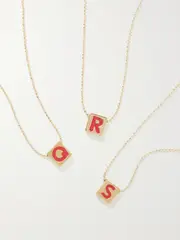 [Roxanne Assoulin] Roxanne Assoulin - Initial This Gold-plated And Enamel Necklace - Red - O O Red