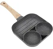 Egg Frying Pan, 3 Section Square Grill Pan Divided Frying Pan for Breakfast, Thickened Non-Stick Omelet Pot, Fried Egg Burger Steak Bacon Pan for Breakfast,Pancake,Poached Egg