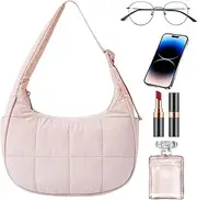 Nylon Crescent Bag, Lightweight Boho Underarm Carryall, Quilted Shoulder Hands bag, 9.84x3.94x6.1 inches, Large Capacity for Gym, Workout, Travel, Outdoor, and Daily Use