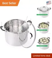 Efficient & Elegant 21.5Qt Stainless Steel Induction Canner with Easy-Lift Rack