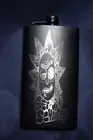 Handcrafted 12oz Metal Flask Black With Silver Laser Etched Rick & Morty Design