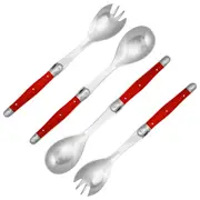 4pc Andre Verdier Laguiole Debutant Salad Serving/Server/Fork/Spoon Set Red
