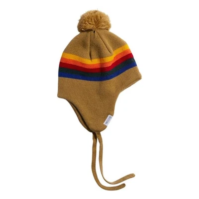 Coal Kid's Bert Pom Beanie Khaki Rainbow New